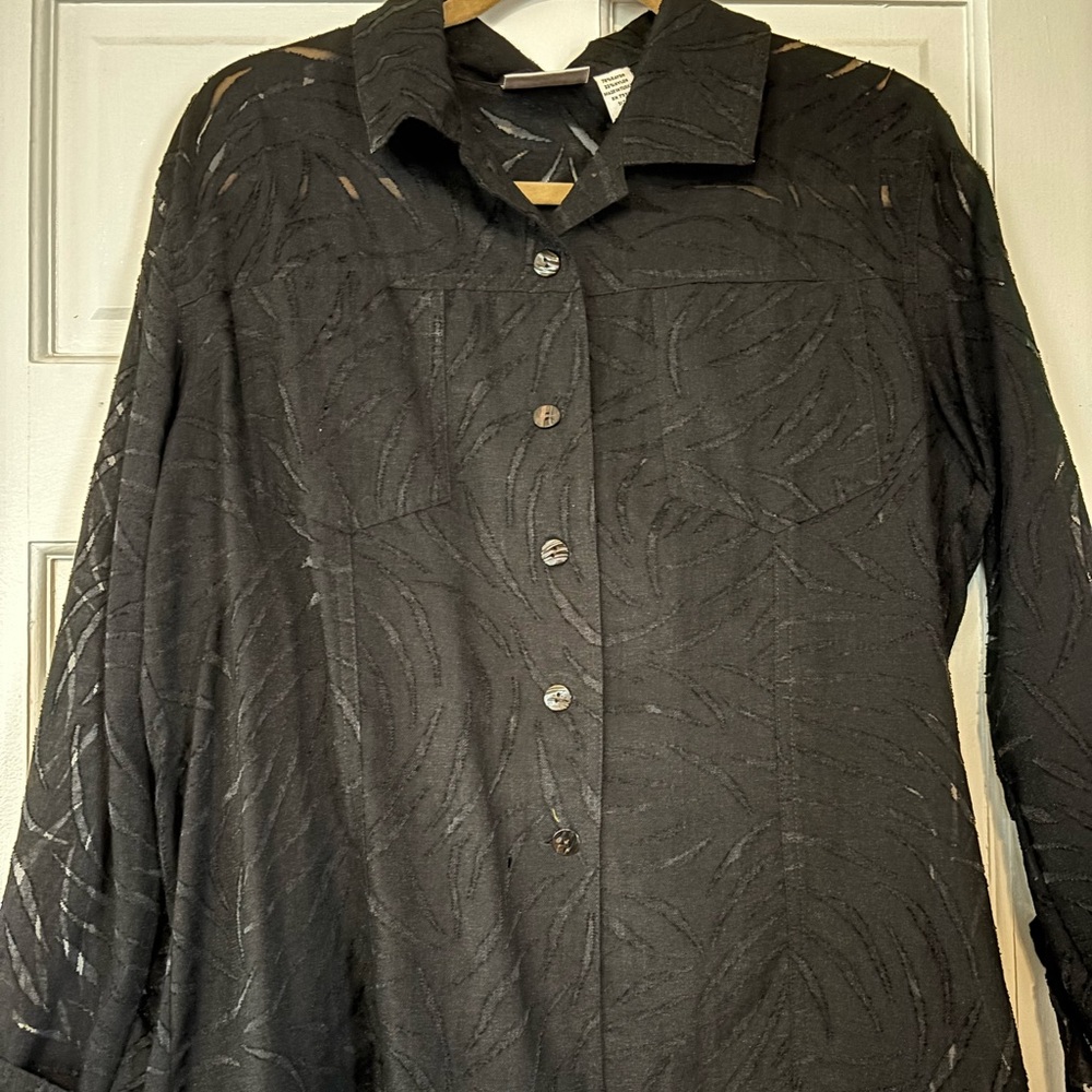 Chico's Black Open Patterned Blouse/Jacket - image 1